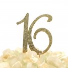 Rhinestone Cake Topper - Number 16 - Gold Rhinestone Cake Topper - Number 16 - Gold