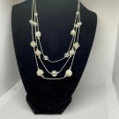 Charter Club 17" Silver Tone Crystal  & Bead Illusion necklace N884 $39