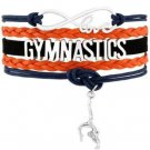 Gymnastics Leather and Suede Charm Bracelet (Navy, Orange)