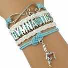 Divine Kids Gymnastics Leather and Suede Charm Bracelet (Turquoise, White) Divine Kids Gymnastics Leather and Suede Charm Bracelet (Turquoise, White)