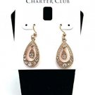 Charter Club 1-1/2"Rose Gold Tone Teardrop Crystal Dangle Drop Earrings H910 $34