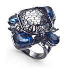 INC International Concepts Hematite-Tone Stone Lace Ring Blue 7