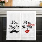 Mr and Mrs Right Dish Towels Set Funny Wedding Gift Bridal Shower Gift Couple Kitchen Towels