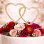 Wedding Cake Topper Gold Double Heart Rhinestone Crystal Engagement Bridal Shower Anniversary