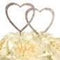 Wedding Cake Topper Gold Double Heart Rhinestone Crystal Engagement Bridal Shower Anniversary