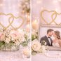 Wedding Cake Topper Gold Double Heart Rhinestone Crystal Engagement Bridal Shower Anniversary