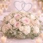 Wedding Cake Topper Silver Double Heart Rhinestone Crystal Engagement Bridal Shower Anniversary