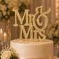 Mr & Mrs Rhinestone Cake Topper Wedding Cake Decoration Gold