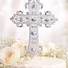 Silver Cross Cake Topper Rhinestone Crystal Wedding Baptism Religious Cake Decoration Silver Cross Cake Topper Rhinestone Crystal Wedding Baptism Religious Cake Decoration