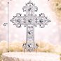Silver Cross Cake Topper Rhinestone Crystal Wedding Baptism Religious Cake Decoration