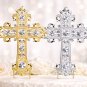 Gold Cross Cake Topper Rhinestone Crystal Wedding Baptism Religious Cake Decoration