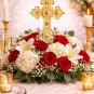 Gold Cross Cake Topper Rhinestone Crystal Wedding Baptism Religious Cake Decoration