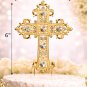 Gold Cross Cake Topper Rhinestone Crystal Wedding Baptism Religious Cake Decoration