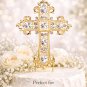 Gold Cross Cake Topper Rhinestone Crystal Wedding Baptism Religious Cake Decoration