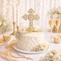 Gold Cross Cake Topper Rhinestone Crystal Wedding Baptism Religious Cake Decoration
