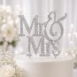 Mr & Mrs Rhinestone Cake Topper Wedding Cake Decoration Silver