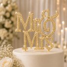 Mr & Mrs Rhinestone Cake Topper Wedding Cake Decoration Gold Mr & Mrs Rhinestone Cake Topper Wedding Cake Decoration Gold