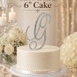 Rhinestone Letter G Cake Topper Silver Monogram Wedding Cake Decoration Bridal Shower Decor