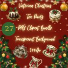 Victorian Christmas Tea Party 300dpi Transparent Background - 27 PNG Clipart Bundle