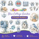 Blue Cottage Garden 300dpi Transparent Background - 44 PNG Sticker Bundle