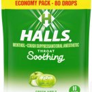 Halls Throat Soothing Green Apple Cough Drops Menthol Candy - 80 Drops/ Pack (Pack of 10)