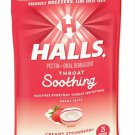 Halls Throat Soothing Creamy Strawberry Flavor Menthol Drops Candy - 25 Drops/ Pack (Pack of 10)