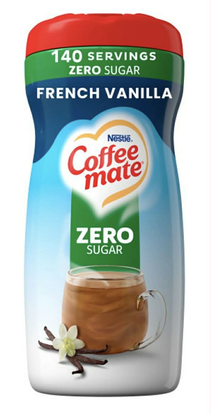 Nestle Coffee Mate Sugar Free French Vanilla Coffee Powder Creamer - 289 gram Pack (Pack of 6)