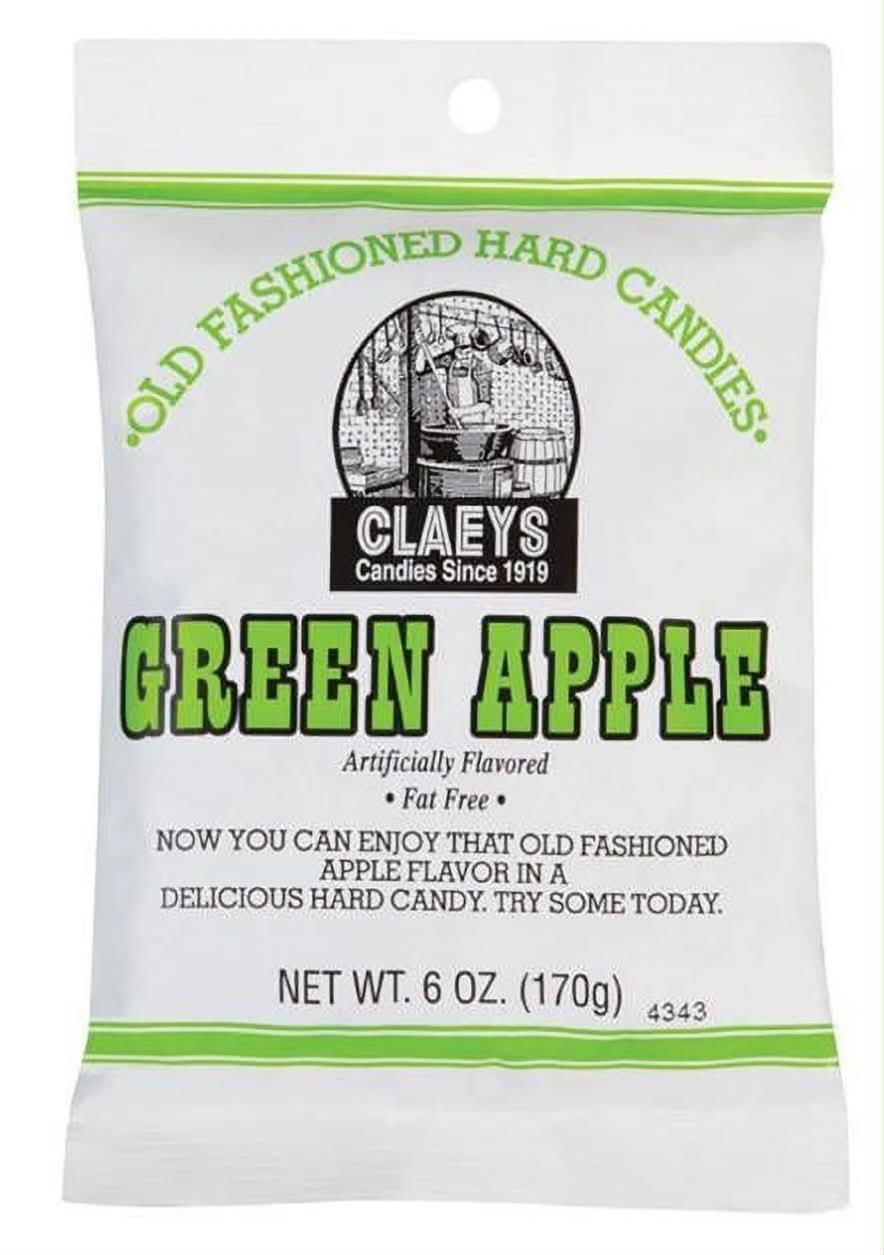 Claeys Old Fashioned Green Apple Fat Free Hard Candies - 170 gram/ Pack (Pack of 10)