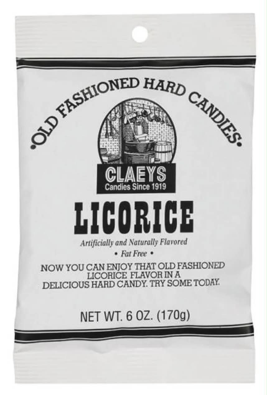 Claeys Old Fashioned Licorice Fat Free Hard Candies - 170 gram/ Pack (Pack of 10)