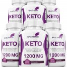 6 X KETO BHB 1200mg PURE Ketone FAT BURNER Weight Loss Diet Pills Ketosis