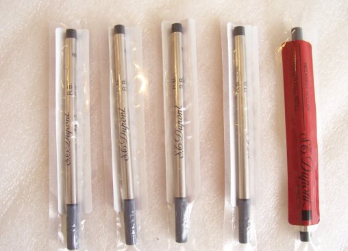 Five S.T. Dupont Black Medium Point Roller Ball Refills