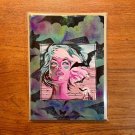 HALLOWEEN Handmade Greeting Card Bat Lady Kiss of the Vampire Vintage Art Cards
