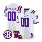 Custom LSU Tigers Jersey Name, Number 2025 Louisiana Patch Stitched White
