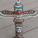 Hand Painted Carved Wood Thunderbird Totem Pole Figurine Native American