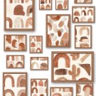 Boho Inspired Abstract Wall Art Set of 16 | Neutral Brown/Beige Prints | Modern Wall Collage Decor