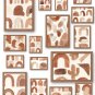 Boho Inspired Abstract Wall Art Set of 16 | Neutral Brown/Beige Prints | Modern Wall Collage Decor