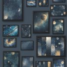 Moon and Stars Wall Art Set of 16 | Celestial Sky Art Prints | Night Sky Galaxy Decor