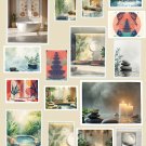 Relax & Unwind Wall Art Set of 16 | Calm Bathroom Decor | Spa and Wellness Prints