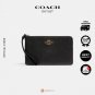Coach Large Corner Zip in Crossgrain Leather Women's Wallet (Black)