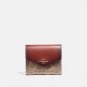 COACH Ladies Folding Purse Card Bag Pocket Wallet Canvas (Colorblock Brown)