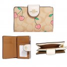 COACH Women's Folding Wallet Card Wallet Canvas Pocket (Cherry With Logo)