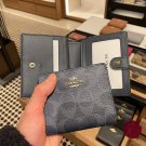 COACH Women's Folding Wallet Card Wallet Canvas Pocket (New Black Blue)