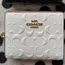 COACH Women's Folding Wallet Card Wallet Canvas Pocket (New Embossed White)