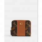 Coach Women's Zip Wallet Billfold with Horse and Carriage Print (Dark Brown)