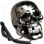 Novelty Human Head Skull Shape Telephone Silver FREE SHIPPING