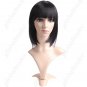 Synthetic Capless Short Black Straight Wig - Full Bangs Hairpiece