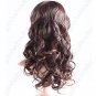 Stylish Wigs Long Curls Synthetic Wavy Brown Hair - Tilt Fringe Bang