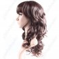 Stylish Wigs Long Curls Synthetic Wavy Brown Hair - Tilt Fringe Bang