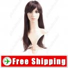 Synthetic Capless Natural Long Straight Wig - Swept Bangs Hairpiece