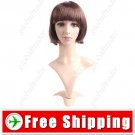 Synthetic Capless Short Full Straight Wig - Full Bangs Hairpiece